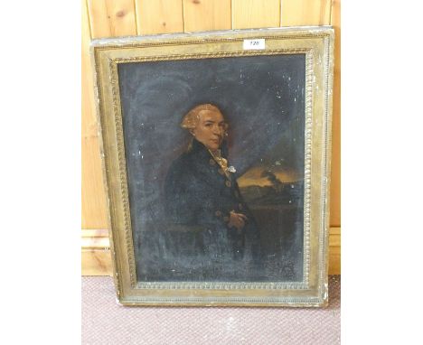 A 19th Century oil on board, half length portrait of a Naval Officer, 19" x 13"
