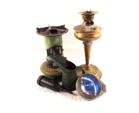 A brass oil lamp, Valor stove etc