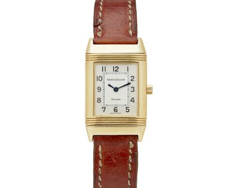 JAEGER LECOULTRE - A Reverso 18ct gold wrist watchLady, ref. 260.1.08, plain gold bezel, silvered dial, Arabic numerals, orig