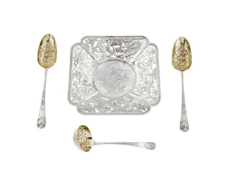 A pair of 18th Century spoonsGeorge Smith, London circa 1760, later heavily embossed floral and thistle detail to bowl, engra
