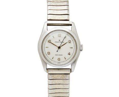 ROLEX - A gentleman's stainless steel cased wrist watchRolex Oyster, ref 5056, serial no. 669613, plain steel case and bezel,