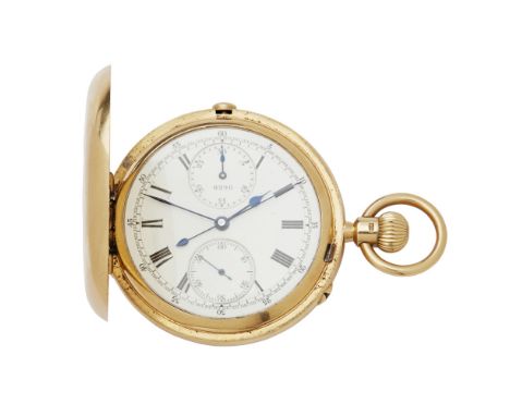 ARMY & NAVY CO-OPERATIVE STORES LONDON - An 18ct gold hunter cased pocket watchplain case, white dial with Roman numerals, sp