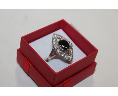 A vintage Sterling silver and black spinel set dress ring, ring size N/O