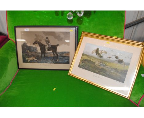 After Dubucourt, pair of French coloured sporting prints; and after Thorburn 'Grouse Drive and Duck Shooting'