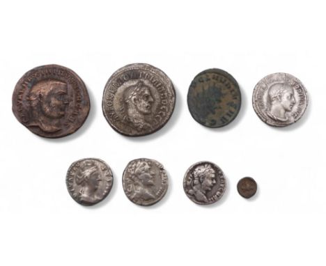 Roman Empire a lot comprising various denarius and tetradrachm Roman coins with examples from Galerius, Philip I, Septimus Se