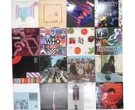 VINYL RECORDS a box of mostly classic rock, prog-rock, metal and funk vinyl LP records to include: Steely Dan, WAH!, Prince a