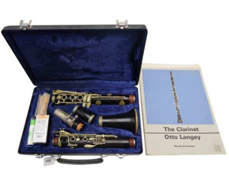 A Selmer Sterling clarinet, Made in France, with a Practice book 'The Clarinet' and a fitted case Condition Report:Available 