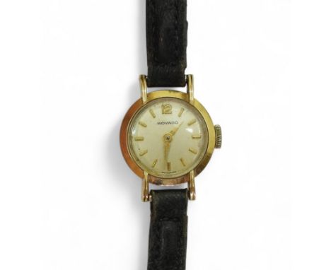 An 18ct gold cased ladies Movado watch, weight all together 11.5gms, including strap and mechanism Condition Report:Available