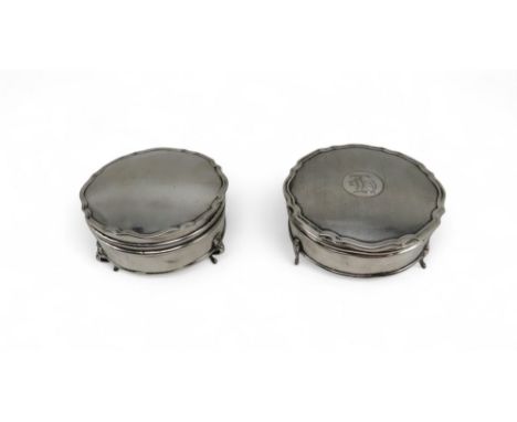 A silver jewellery box, by Adie Brothers Ltd, Birmingham, Birmingham 1933, and another example, Birmingham 1921, both of shap