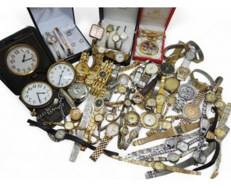 A collection of vintage and modern watches to include;- pocket watches, a Zodiac pendant watch by Lucerne, a Smoths pendant w