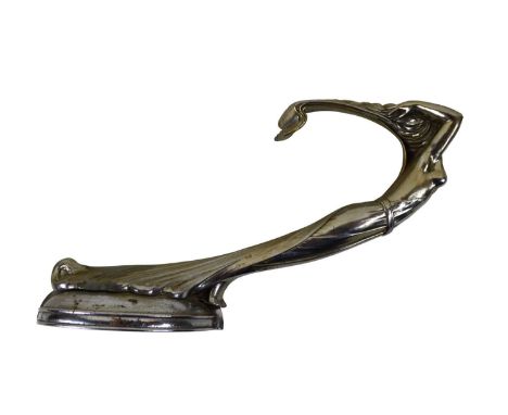 Cadillac flying goddess automobile car mascot, hood ornament c.1930 with damaged veil (broken pieces attached). 13cm (5") hig