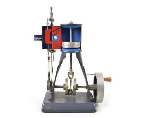 Jng. Kurt Ranft, Leipzig C1, upright steam engine model with governor and hand crank. 22cm (8.5") wide, 12.5cm (5") deep, 32c