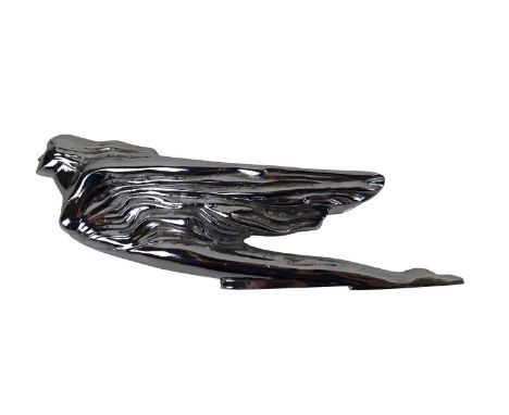 Cadillac 1941 winged goddess design automobile car mascot, hood ornament. 8cm (3") high, 24cm (9.5") wide, 5.7cm (2") deepQty