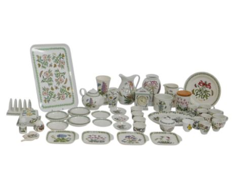 A group of Portmeirion Botanic Garden pottery, to include a wash jug, 20cm high, four division toast rack, mantel clock, butt