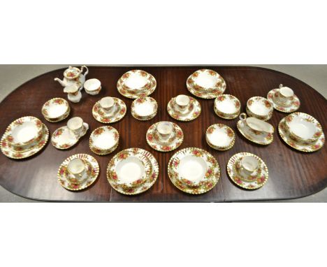 A Royal Albert Old Country Roses pattern dinner service and tea set, comprising six dinner plates, six side plates,six soup d