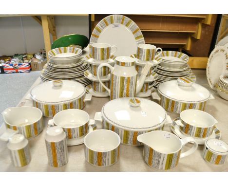 A Midwinter Sienna dinner service ,comprising tureens, coffee service, dinner plates,side plates, tea plates, condiment set,s