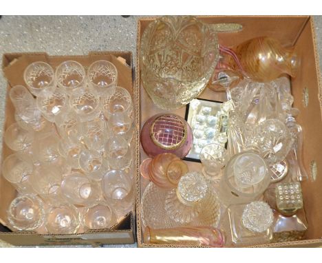 Crystal drinking glasses, various; cut glass; Caithness glass; decanters; shoes; novelties; etc.