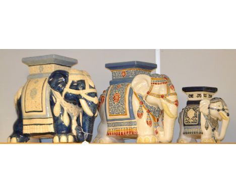 A ceramic elephant jardiniere stand; others similar (3)