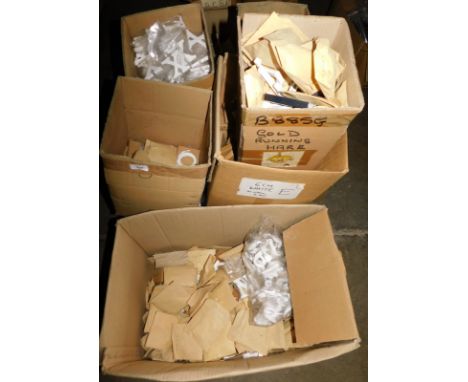 A group of white painted carved wooden letters, to include X, Q, O, etc., each 6cm high. (a quantity)  Note: VAT is payable o