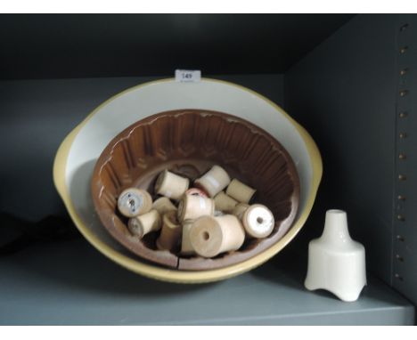 A selection of vintage kitchen items including stoneware bowl