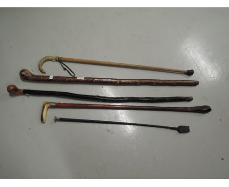 A selection of vintage walking sticks