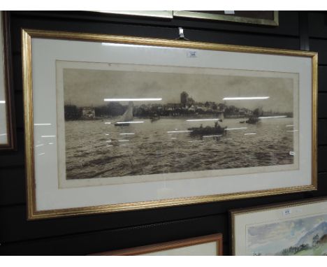 A large vintage print of ships