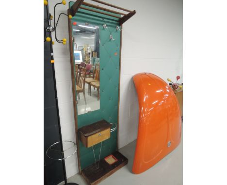 A vintage 1960's style hat and coat stand with apple green base