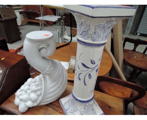 Two modern ceramic plant stands 
