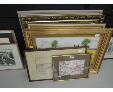 A selection of vintage original paintings and print