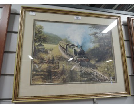 A vintage print of a steam train