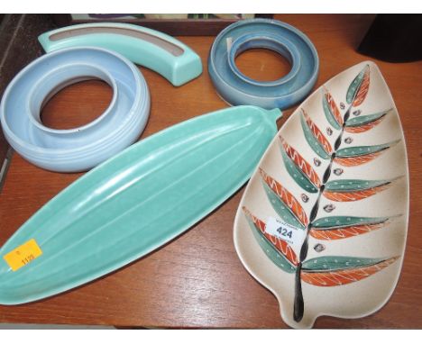 A selection of vintage 70's style ceramics including Poole