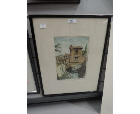 A vintage print of Ambleside bridge house 