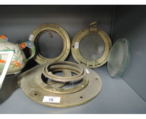 A selection of vintage brass cast ships portholes