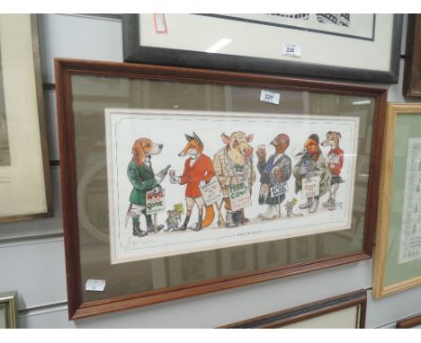 A vintage fox hunting theme print
