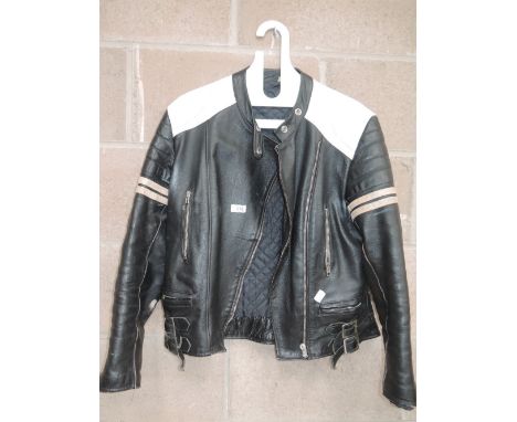A vintage 1980's style bikers leather jacket 