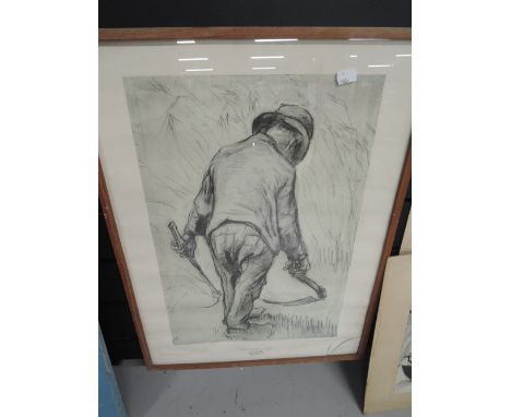 A vintage print after Vincent Van Gogh Peasant Reaping Corn