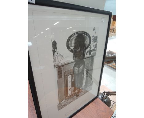 A vintage erotic photographic print after Charles Roff titled Mantle piece 