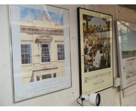 Four various Art Exhibition posters, framed