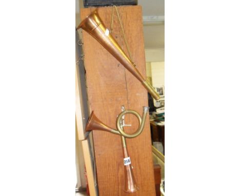Three various Hunting horns