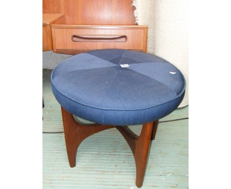 G-Plan dressing table stool with blue upholstered seat