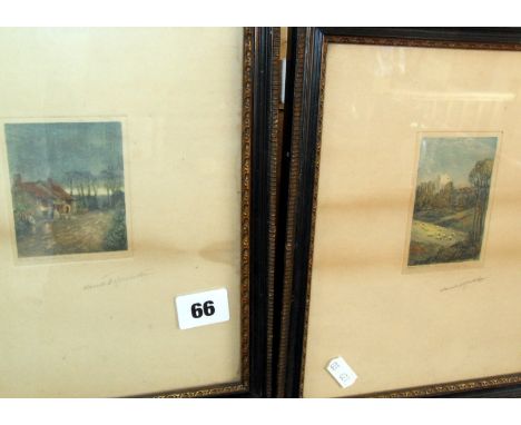 Claude Hamilton ROWBOTHAM (1864-1949) pair of small etchings titled "Lewes Castle" and "at the forge, Ipsden, Oxon", and a fr