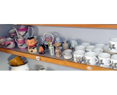Royal Worcester coffee cans & saucers (10), a Japanese porcelain coffee set, assorted miniature Oriental vases, and a small c