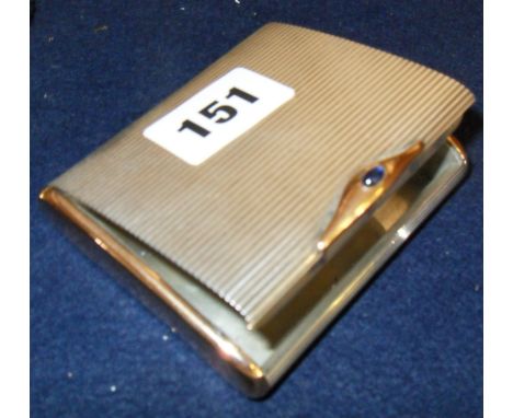 18ct gold & silver cigarette case with cabachon by Charles Murat