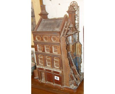 A large Studio Pottery ceramic model of a bomb-damaged public house by Ned HEYWOOD, stamped & dated 1988