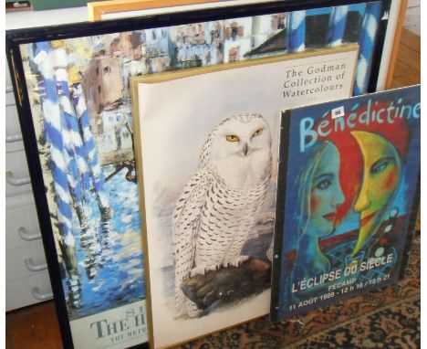 Four various Art Exhibition posters, c.1990s, framed