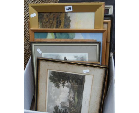 Box of assorted engravings, originals & colour prints