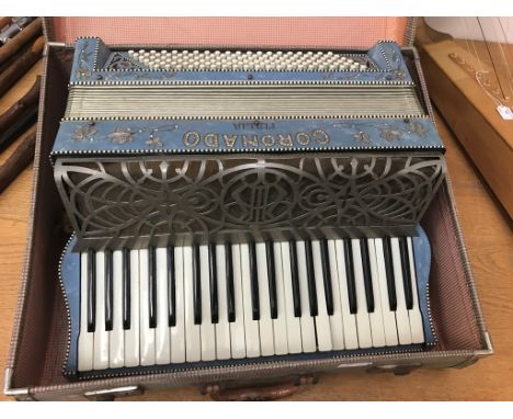 A cased Coronado accordion
