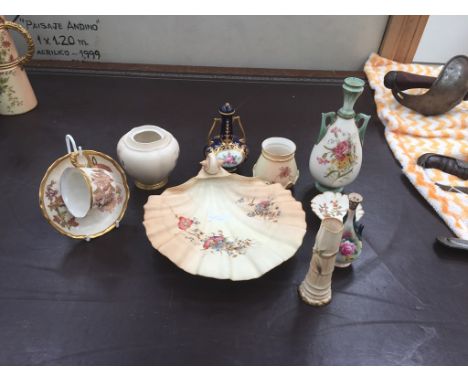 A quantity of Royal Worcester to inc shell dish, vases, cup and saucer