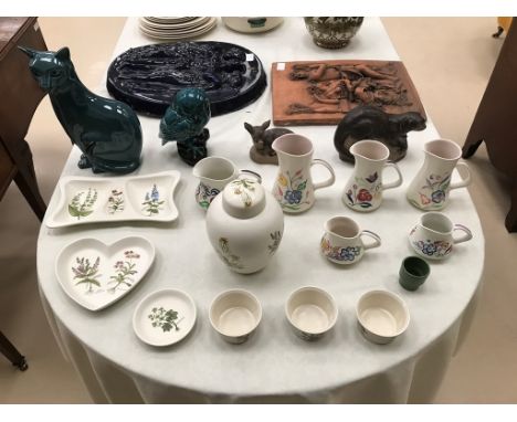 A quantity of Poole china to inc a Linley Adams otter, cast, owl etc