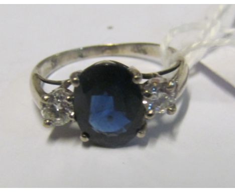 A sapphire and diamond ring, size K 1.8g